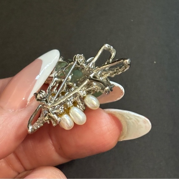 Vintage Jade and real pearl pendant/brooch - Picture 5 of 9